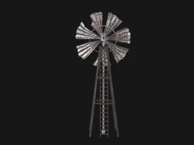 POST APO IMPROVISED WINDMILL WIND TURBINE GENERATOR SURVIVAL Low-poly 3D model