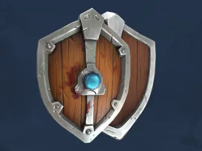 Shield handpaint Low-poly 3D model