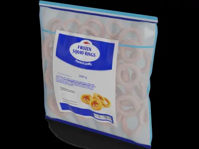 Frozen seafood Frozen Squid Rings 3D model
