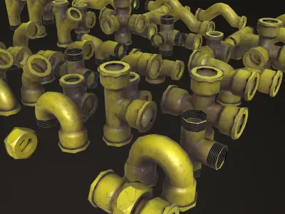 Pipe connections Low-poly 3D model purchase