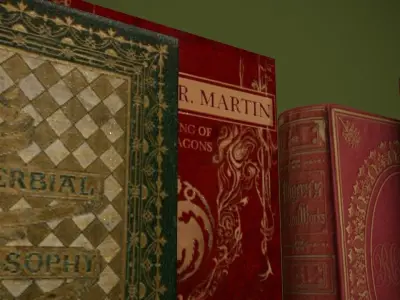 Set of books Low-poly 3D model