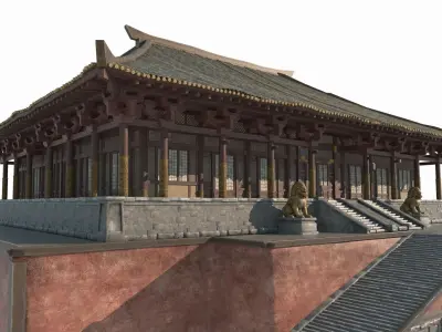 Asian ancient architecture palace 3D model