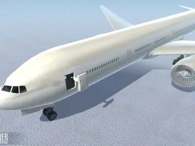 Airliner - aircraft with interior Low-poly 3D model