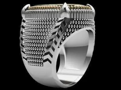 044 - Gents Antique Ring With Oval Stone 3D print model