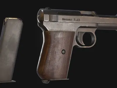 Mauser Model 1914 WW1 Handgun - Game Asset Free low-poly 3D model