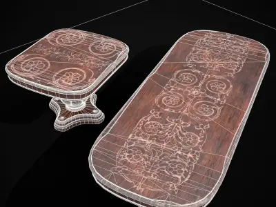 Renaissance Round and Long Tables 3D Model Pack