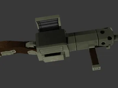 BarbarianMachineGun grenade launcher Low-poly 3D model