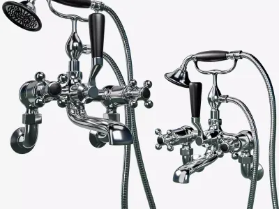 JTP Grosvenor Deck Shower Mixer with Kit Antique Brass 3D model