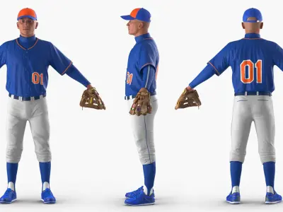 Baseball Player Rigged Generic 4 for Cinema 4D 3D Model