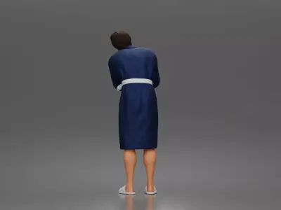 Morning routine man shaving calmly in bathrobe and cozy slippers 3D print model