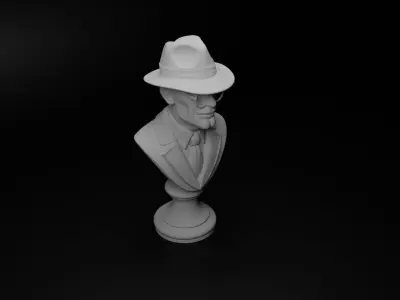 Spy Agent Bust Chess 3D print model get