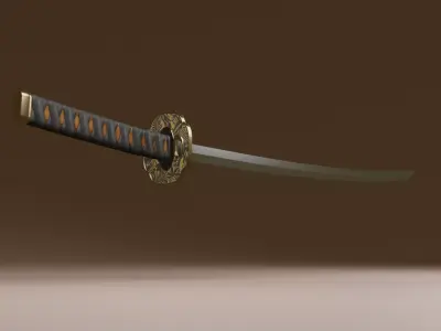 Samurai sword Low-poly 3D model