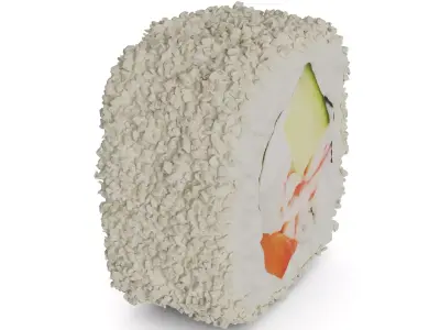Sushi Crab sticks paprika cucumber cream tempura chips 3D model