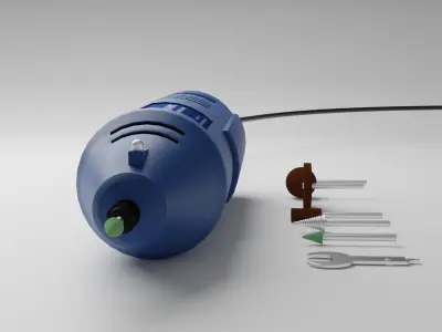 Mini-drill with accessories 3D model