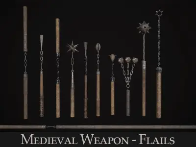 Medieval Weapon -  Flails Low-poly 3D model