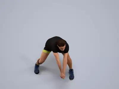 00510Gael008 - Adult Caucasian man crouching in athletic 3D model
