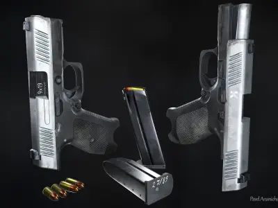 Lebedev Handgun PLK Compact Edition Low-poly 3D model