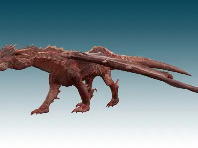 Fire Red Dragon Animated 3D model