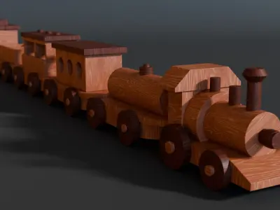 Wooden Christmas Train 3D model