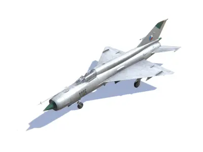 MIG-21 Fishbed Jet Fighter Aircraft Low-poly 3D model