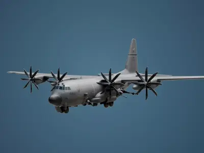 Realistic AC130 Gunship Game Ready Low-poly 3D model