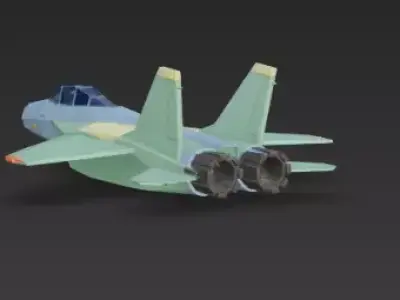 Low Poly Fighter Jet 3D Model Stylized Military Aircraft Low-poly 3D model