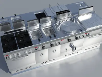 Modular kitchen equipment 3D model