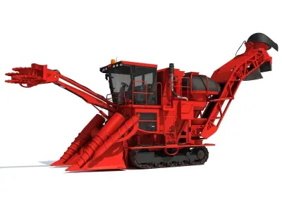 Red Sugar Cane Harvester 3D model