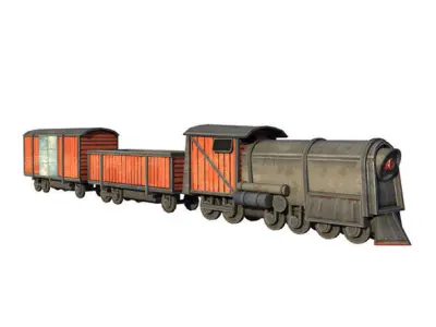 Low Poly Game Ready Train old Low-poly 3D model