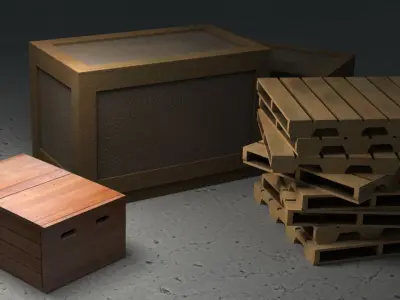Wooden Crates 3D model get