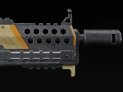 Realistic futuristic gun Low-poly 3D model