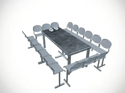 Factory dining setup Low-poly 3D model