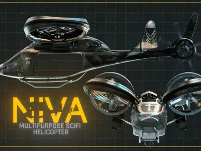 NIVA Sci Fi Helicopter Multipurpose Low-poly 3D model