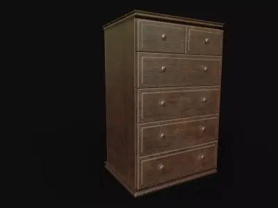 antique wooden drawers Low-poly 3D model