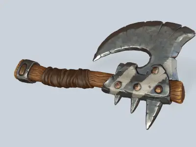 Stylized orc barbarian battle axe Low-poly 3D model