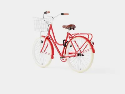 Red Bicycle Low-poly 3D model