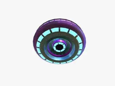 Alien Spaceship UFO A04 Purple Blue - Sci Fi Spacecraft Design Low-poly 3D model