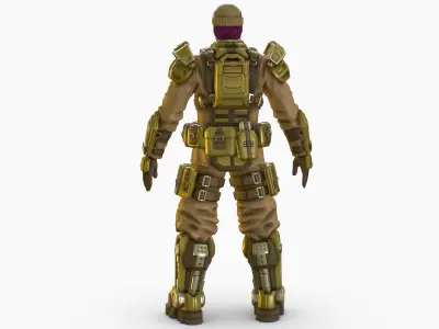 High Poly Man Military Heavy Armor Future 3D model