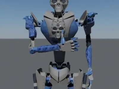 Robot humanoid with skull 3D model