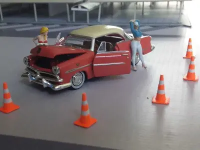 Traffic cones and easel 3D print model