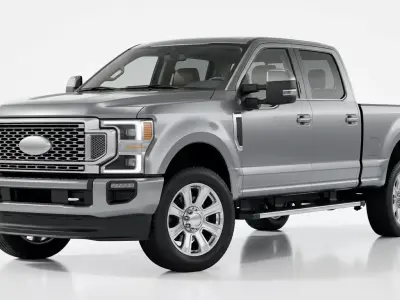 Modern Silver Heavy Duty Crew Cab Pickup Truck 3D model