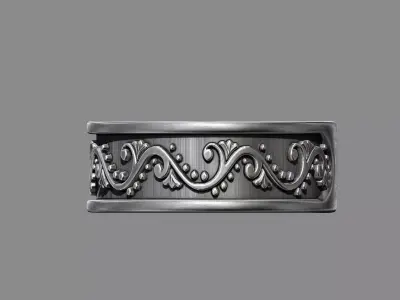 Vintage Floral Pattern Wedding Band  3D print model
