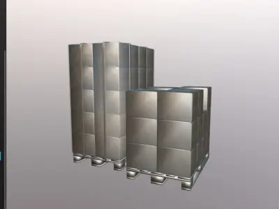 Pallets whit boxes 400X300X30 3D model