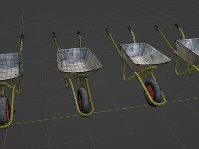 Wheelbarrow  trolley Low-poly 3D model