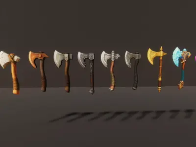 Medieval Axe Set - Game Ready Weapon Low-poly 3D model