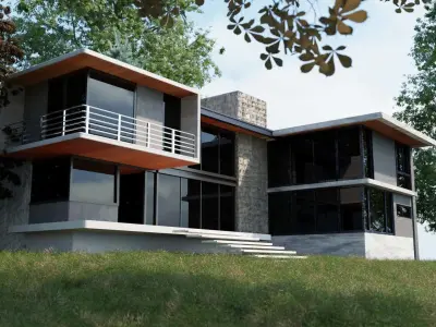 ARCHITECTURE MODEL REALISTIC  BLENDER RENDER Free low-poly 3D model