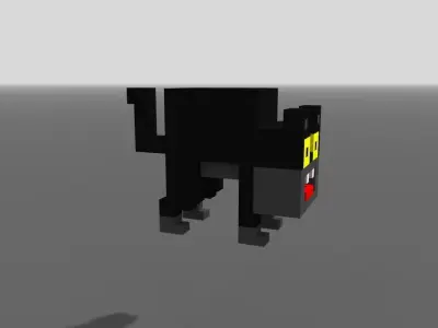Voxel Scaredy Cat Low-poly 3D model