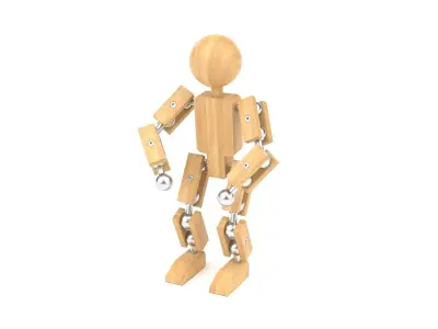 Wooden toy robot 3D model