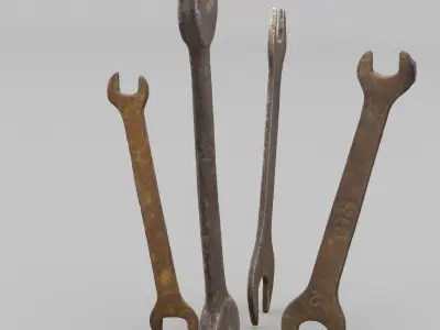 Wrenchs High Poly wrenches 3D model purchase