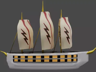 White Fancy modern Sail Ship 3D model